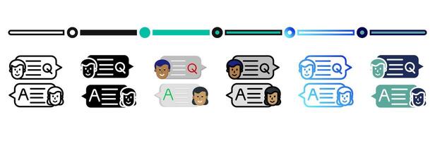Question answer icon on banner web icons collection. 6 Various style icons. For sign, symbol, element, presentation, infographic or web graphics. vector