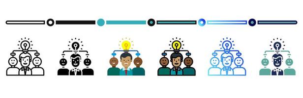 Knowledge icon on banner web icons collection. 6 Various style icons. For sign, symbol, element, presentation, infographic or web graphics. vector