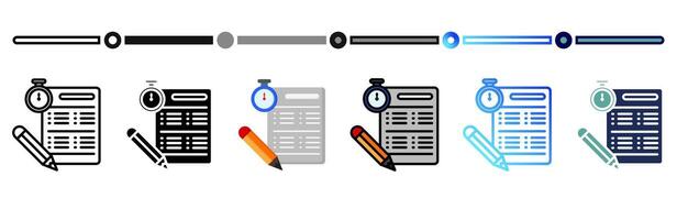 Exam icon on banner web icons collection. 6 Various style icons. For sign, symbol, element, presentation, infographic or web graphics. vector