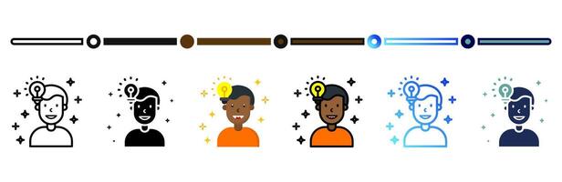 Smart idea icon on banner web icons collection. 6 Various style icons. For sign, symbol, element, presentation, infographic or web graphics. vector