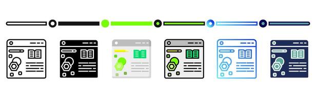 Online course icon on banner web icons collection. 6 Various style icons. For sign, symbol, element, presentation, infographic or web graphics. vector