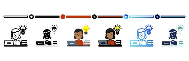 Learning icon on banner web icons collection. 6 Various style icons. For sign, symbol, element, presentation, infographic or web graphics. vector