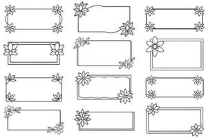 The Floral Frame Set with Ornate Borders and different Shapes with line color. vector