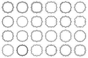 The Floral Frame Set with Ornate Borders and different round Shapes with line color. vector