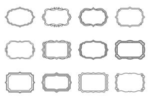 The Floral Frame Set with Ornate Borders and semi round Shapes with line color. vector