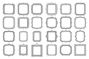 The Floral Frame Set with Ornate Borders and different rectangle Shapes with line color. vector