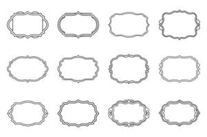 The Floral Frame Set with Ornate line Borders and semi round different Shapes. vector