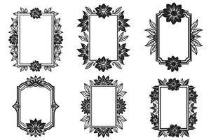 The Floral Frame Set with Ornate Borders and different Shapes with solid color. vector