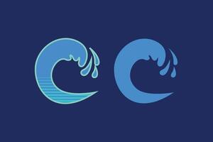 Wave monoline with blue and with colors set vector