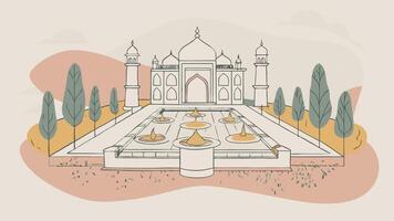 Mughal Garden color blobs drawing vector