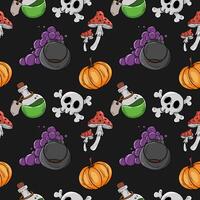 Pattern with illustrations on the theme of Halloween vector