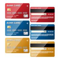 Difference color of bank cards front and back view design illustration vector