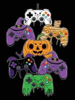 Happy halloween different game controller, witch, vampire, pumpkin, mummy, zombie vector