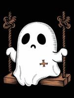 ghost on a swing. Sad ghost vector