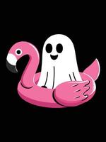 Happy Ghost riding a flamingo float vector