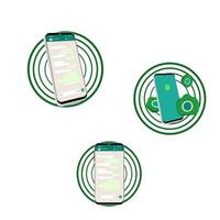 Set of Green Circles with a Smart Phone and a Speaker vector