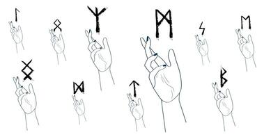 Drawing of a hand with a Rune on it vector