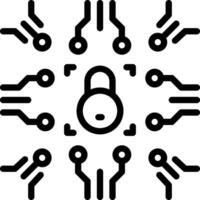Black line icon cyber security vector