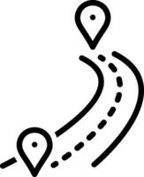 Black line icon for route vector