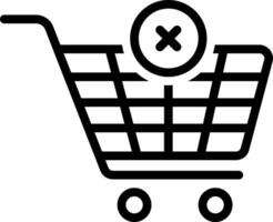 Black line icon for empty cart vector