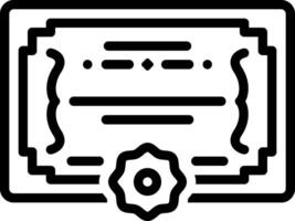 Black line icon for degree certificate vector