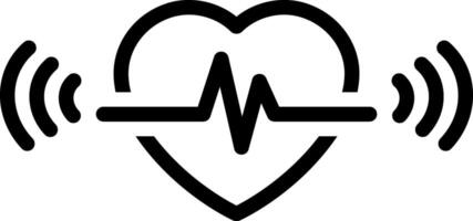 Black line icon for beating heart vector