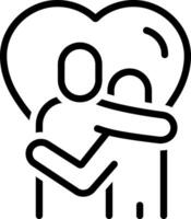 Black line icon for hug vector