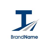 Simple Initial T Road Logo vector