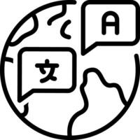 negro línea icono para exterior idioma vector