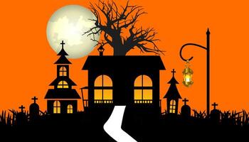 Graveyard silhouette halloween Abstract Background. vector