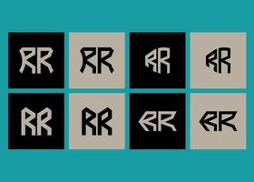RR minimalist and classic logo set design.RR monogram polygonal and circle shape . RR unique design. vector