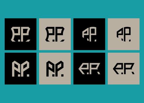 PP minimalist and classic logo set design.PP monogram polygonal and circle shape . PP unique design. vector