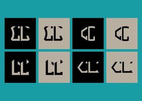 LL minimalist and classic logo set design.LL monogram polygonal and circle shape . LL unique design. vector