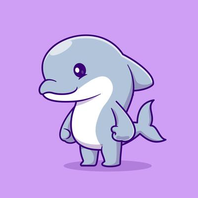 Cute Dolphin Standing Cartoon