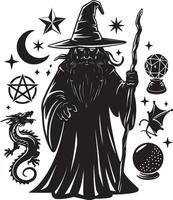 wizard art silhouette with white background vector