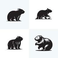 Wombat set of silhouettes vector