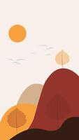Autumn abstract illustration landscape with copy space. for YouTube Shorts, Instagram Reels, Digital marketing backdrop, invintations vector