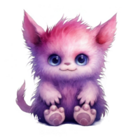 A Fluffy Purple Creature with Blue Eyes and a Smug Expression png