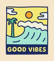 Good vibes when summer is coming mono line simple design vector