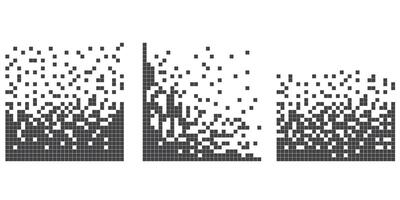 Pixel disintegration background. Decay effect. Dispersed dotted pattern. Concept of disintegration, pixel mosaic textures with simple square particles. vector