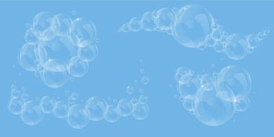 Cute soap bubble. Realistic soap bubble, glare. Foam bubbles. Powder and soap, detergent. vector