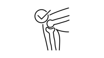 X-ray view of a human knee outline icon animation. transparent background video