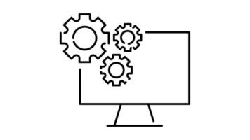 Setting and setup Icon in Outline Style of animated, Transparent Background. option, installation, tools, control video