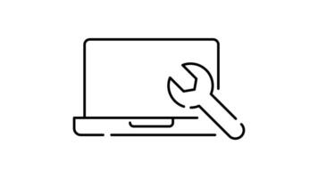 Setting and setup Icon in Outline Style of animated, Transparent Background. option, installation, tools, control video