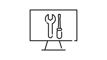 Setting and setup Icon in Outline Style of animated, Transparent Background. option, installation, tools, control video