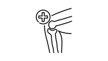 X-ray view of a human knee outline icon animation. transparent background video