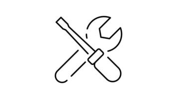 Setting and setup Icon in Outline Style of animated, Transparent Background. option, installation, tools, control video