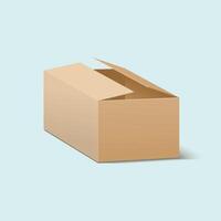 rectangular cardboard one sided opened box vector