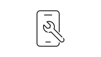 Setting and setup Icon in Outline Style of animated, Transparent Background. option, installation, tools, control video