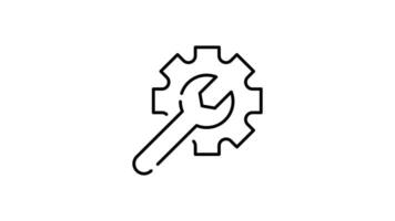 Setting and setup Icon in Outline Style of animated, Transparent Background. option, installation, tools, control video